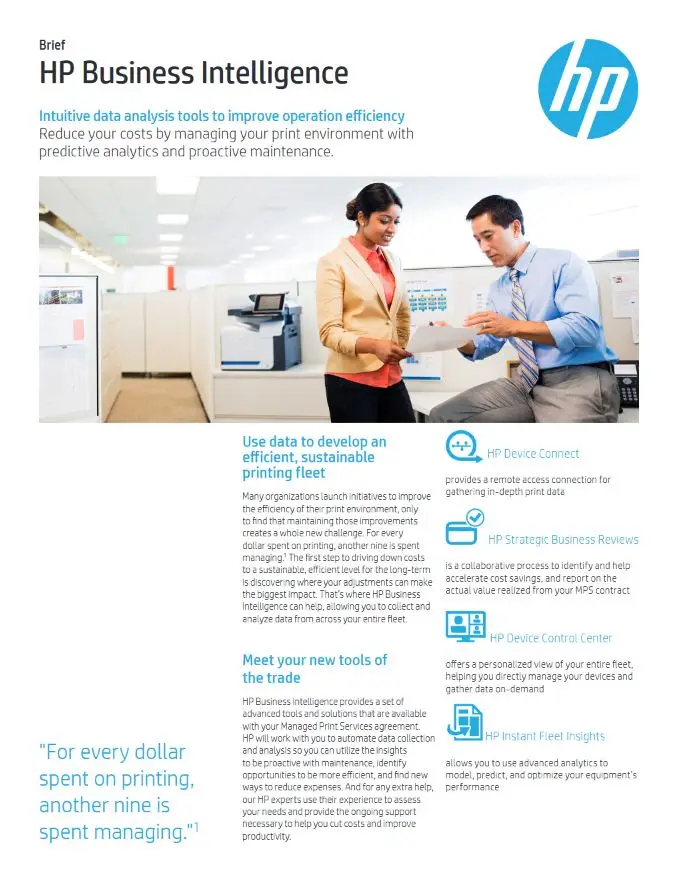 HP, Business Intelligence, Brochure, HP, Hewlett Packard, Corporate Business Systems