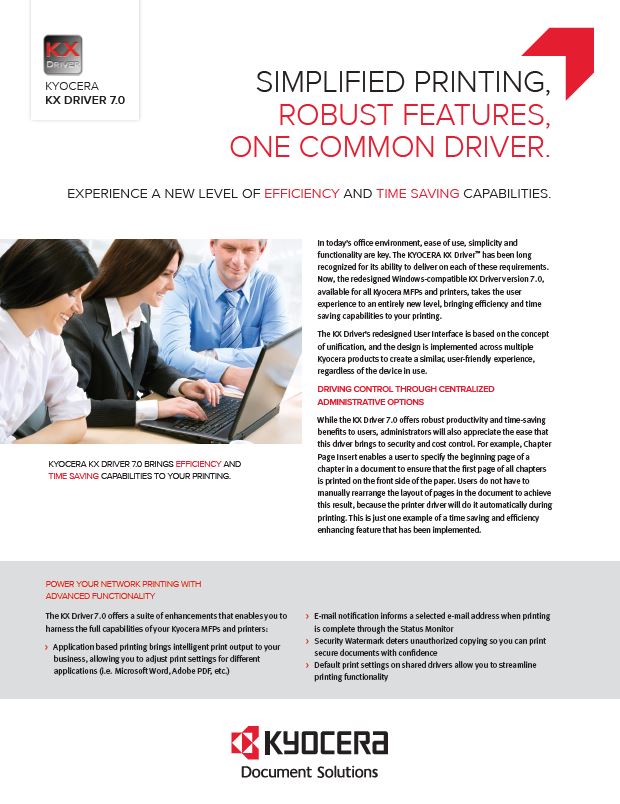 Kyocera, Software, Network Device Management, Kx Driver, Corporate Business Systems