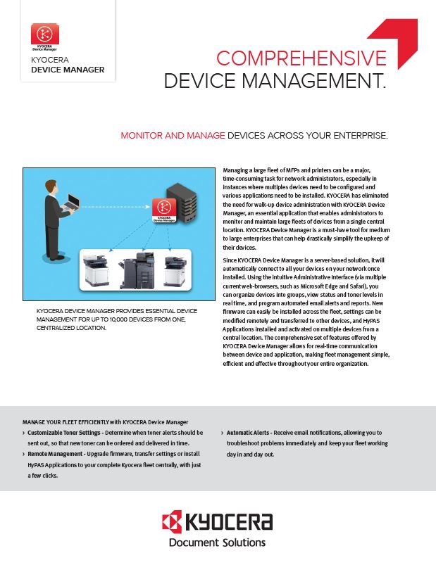 Kyocera, Software, Network Device Management, Kyocera, Device Manager, Corporate Business Systems