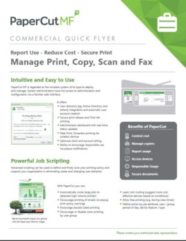 Commercial Flyer Cover, Papercut MF, Corporate Business Systems, Madison, WI, IL, Xerox, Canon, HP, Dealer, Reseller, Wisconsin, Illinois