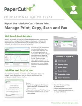 Education Flyer Cover, Papercut MF, Corporate Business Systems, Madison, WI, IL, Xerox, Canon, HP, Dealer, Reseller, Wisconsin, Illinois